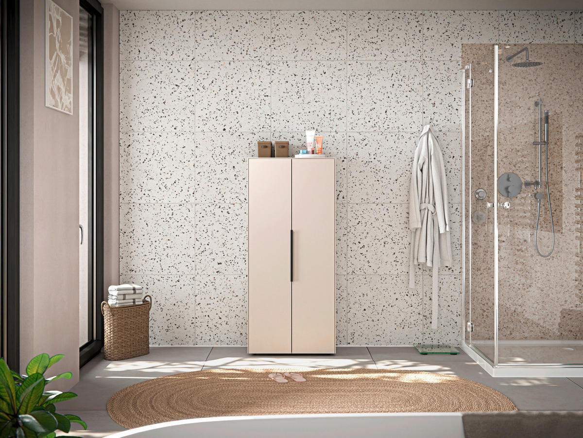 MIDISCHRANK 60/135/30 cm  - Kaschmir/Schwarz, Design, Holzwerkstoff/Kunststoff (60/135/30cm) - home24