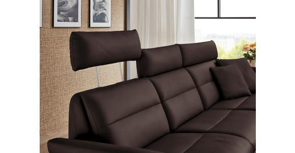 ECKSOFA in Echtleder Dunkelbraun 300/157 cm - Dunkelbraun/Schwarz, Design, Leder/Metall (300/157cm) - Dieter Knoll