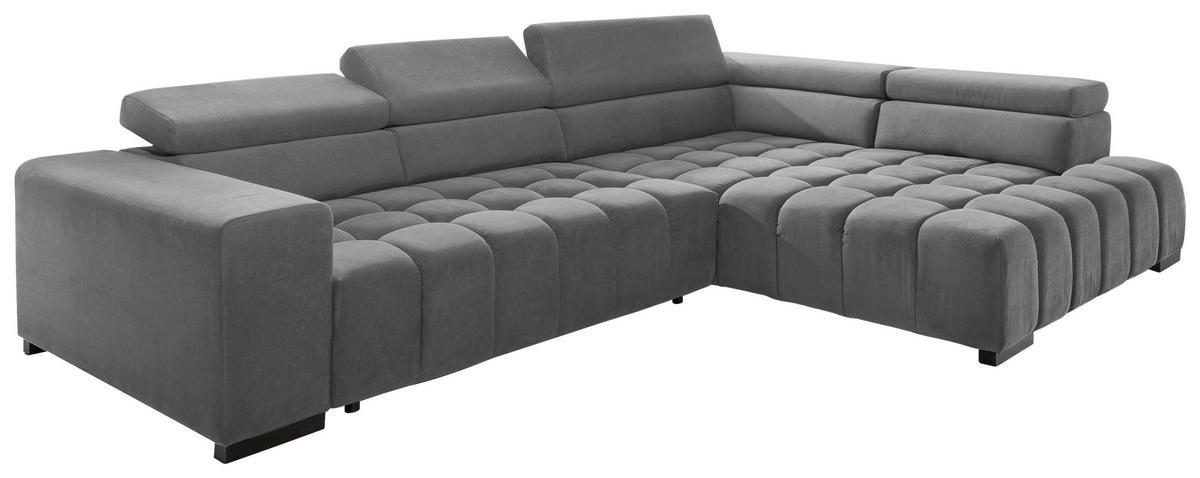 ECKSCHLAFSOFA in Grau Textil   - Schwarz/Grau, Design, Holz/Textil (307/201cm) - Livetastic