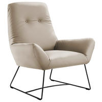 SESSEL Echtleder Beige    - Beige/Schwarz, Design, Leder/Metall (82/102/81cm) - Pure Home Lifestyle