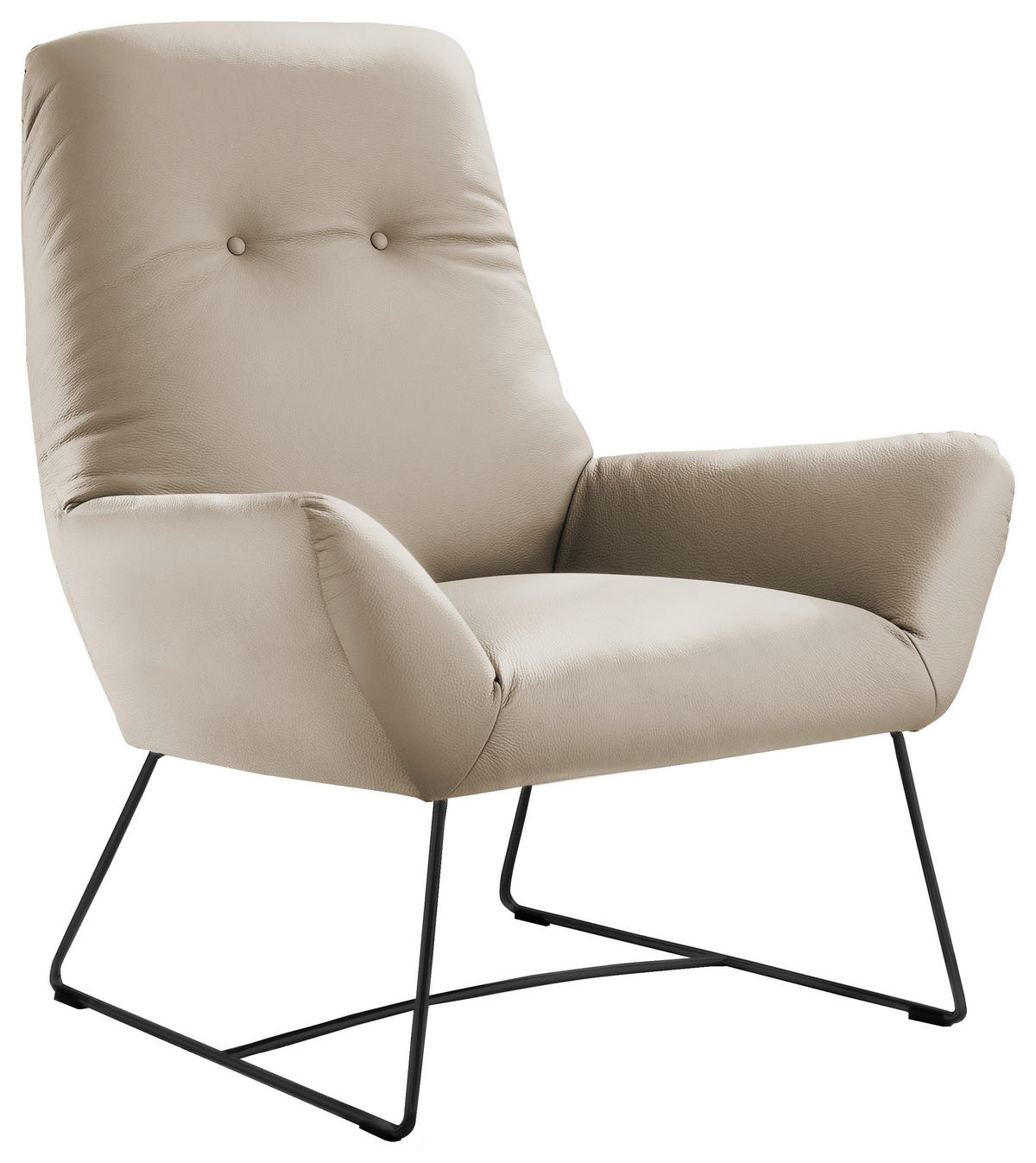 SESSEL Echtleder Beige    - Beige/Schwarz, Design, Leder/Metall (82/102/81cm) - Pure Home Lifestyle