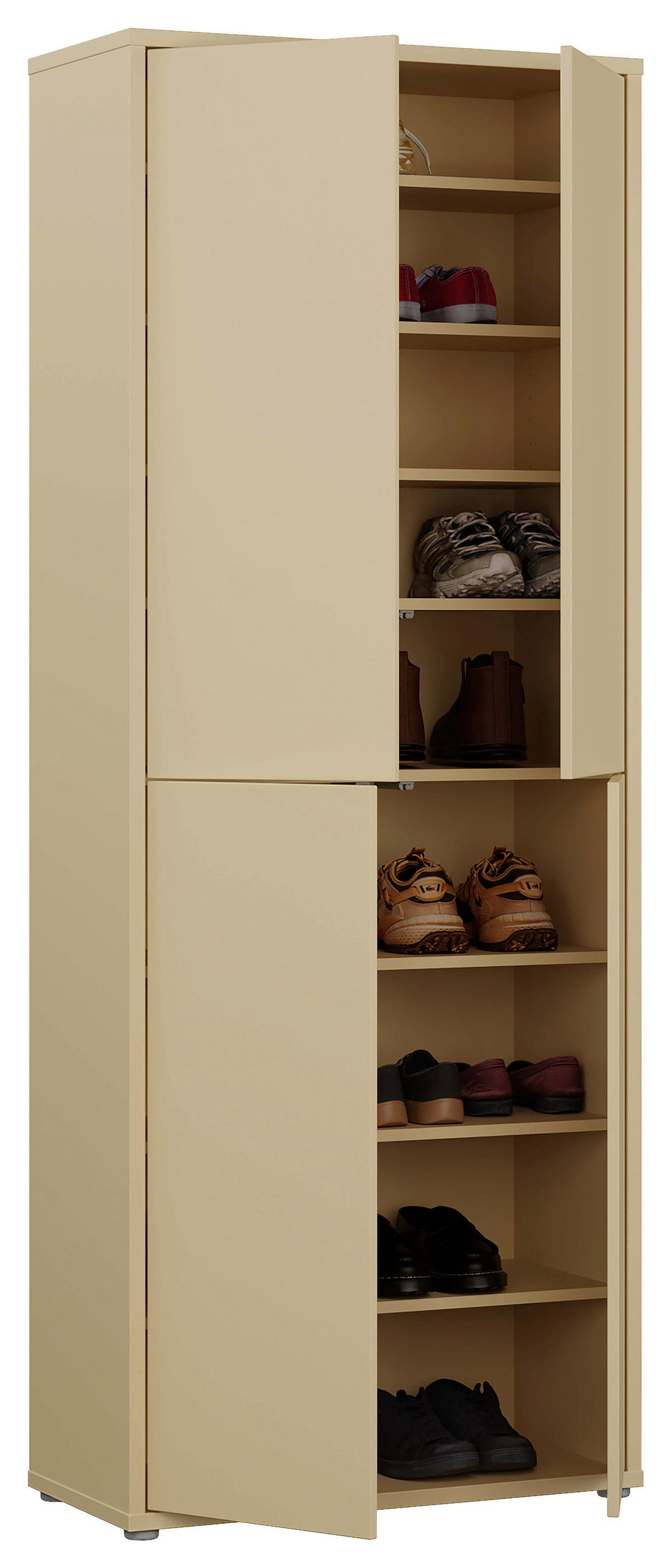 SCHUHSCHRANK Hellgelb  - Hellgelb/Grau, MODERN, Holzwerkstoff/Kunststoff (74,5/191,9/34,9cm) - Carryhome