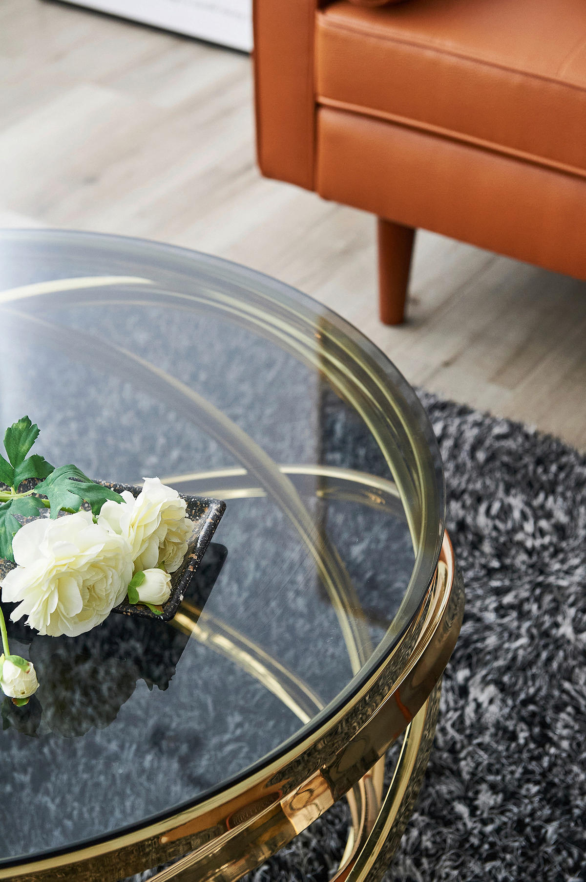 COUCHTISCH in Metall, Glas 80/80/42 cm  - Goldfarben/Grau, Design, Glas/Metall (80/80/42cm) - Livetastic