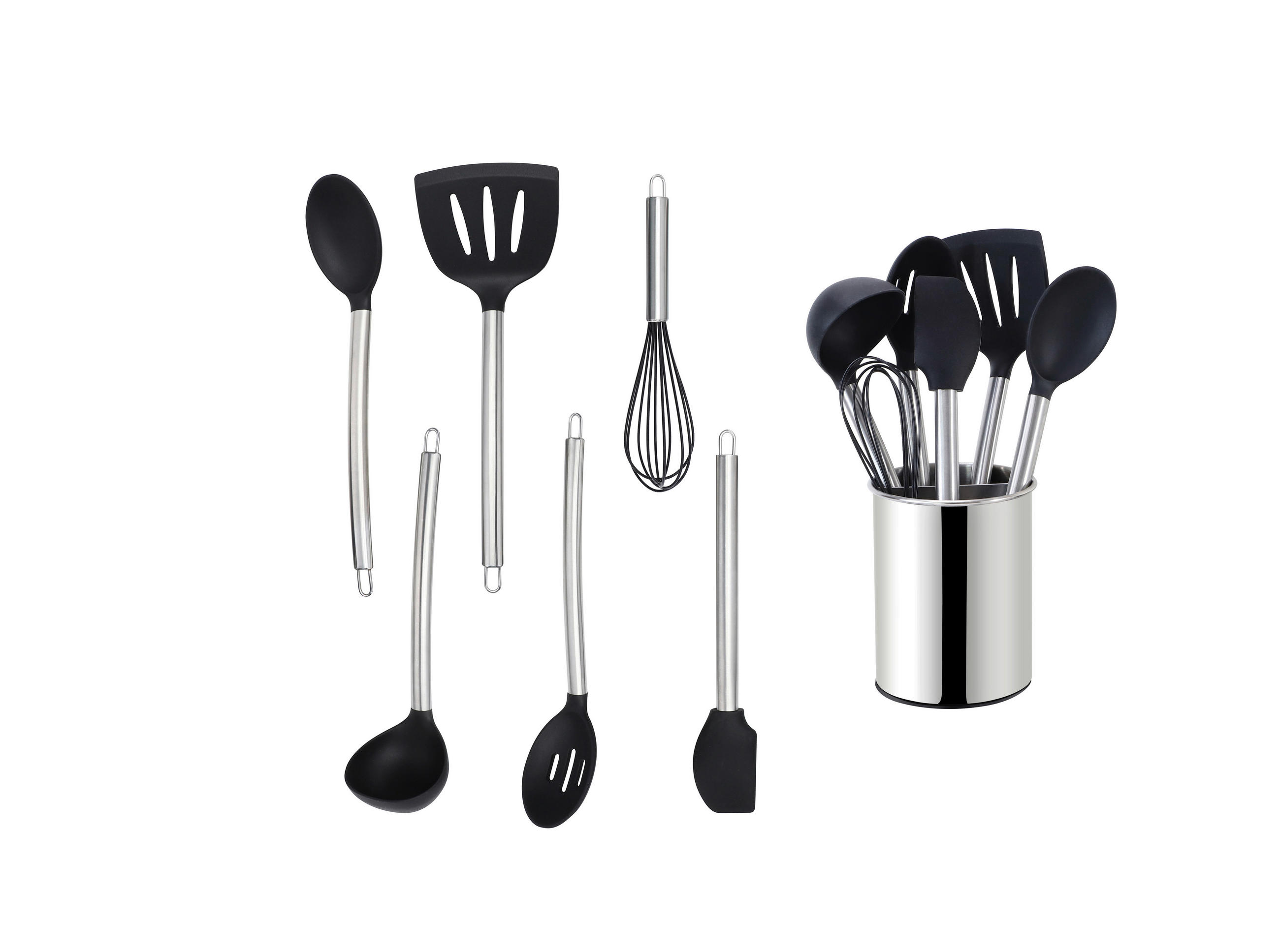 KÜCHENHELFERSET  - Silberfarben/Schwarz, Basics, Kunststoff/Metall (13cm) - Echtwerk