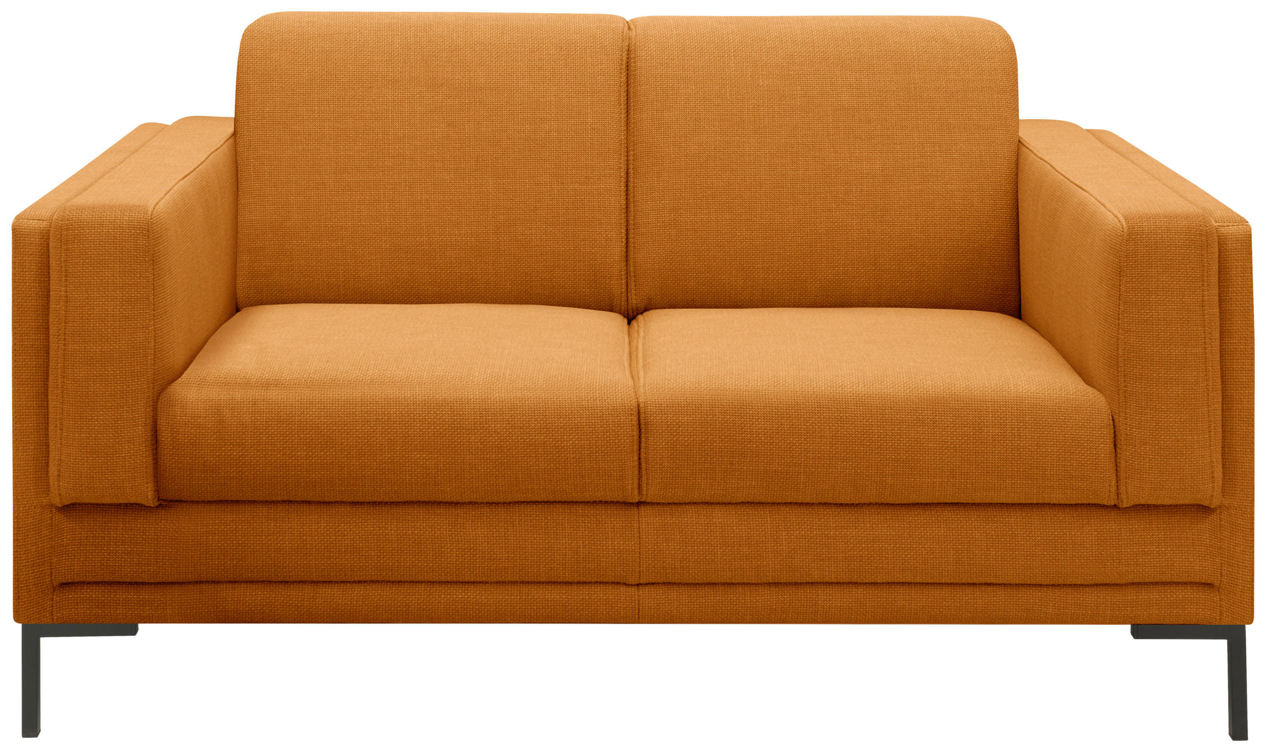 2-SITZER-SOFA in Webstoff Orange  - Silberfarben/Schwarz, Design, Textil/Metall (155/82/90cm) - LOOKS by W.Joop