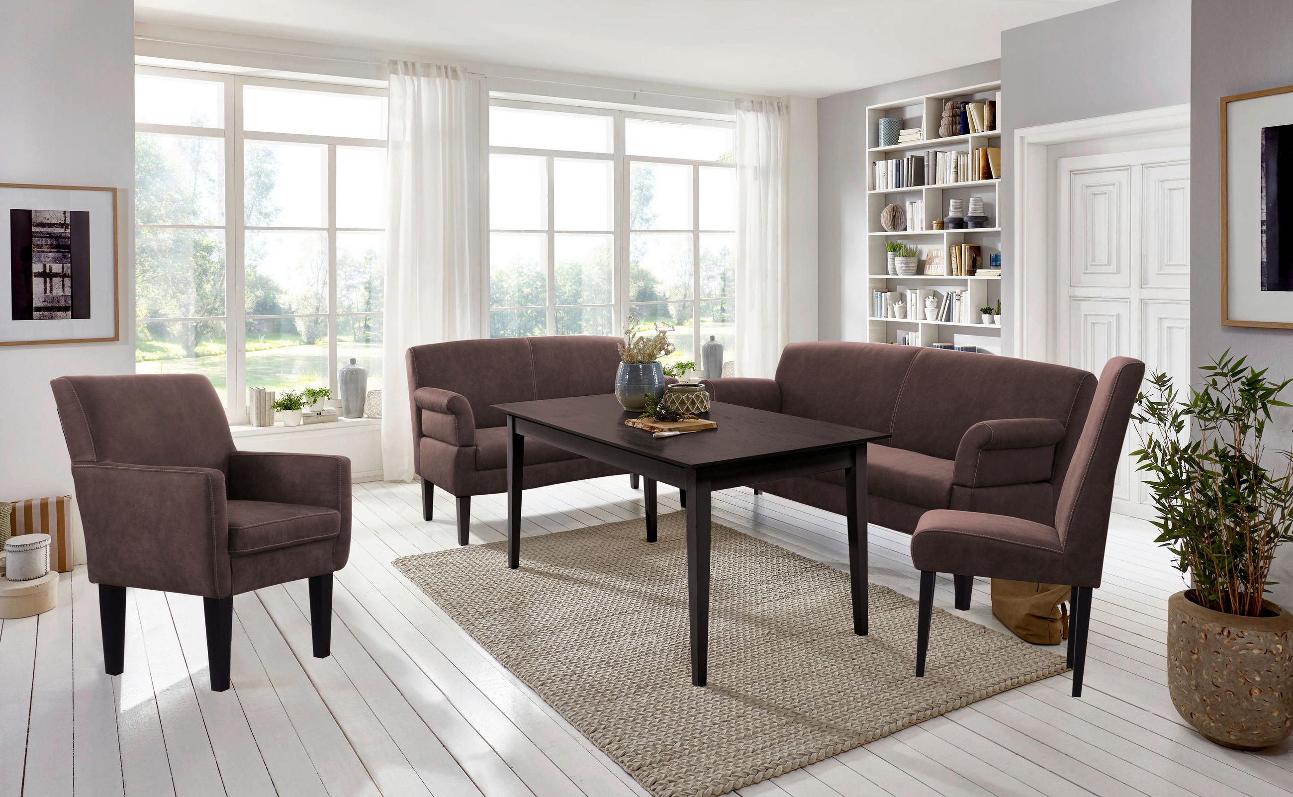 2-SITZER-SOFA Mikrofaser Dunkelbraun  - Dunkelbraun/Beige, KONVENTIONELL, Holz/Textil (152/97/78cm) - Sit & More