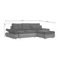 ECKSOFA Grau Webstoff  - Chromfarben/Grau, Design, Kunststoff/Textil (302/187cm) - Carryhome