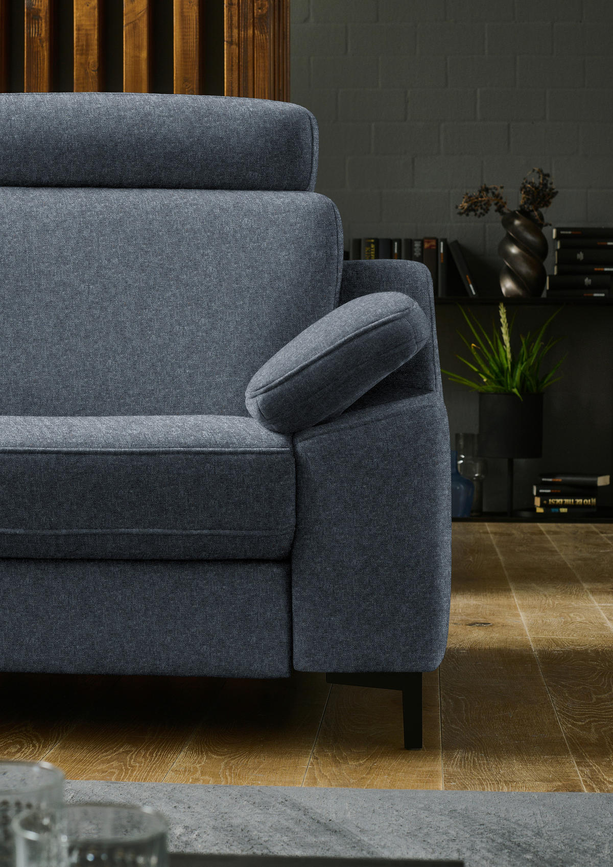 ECKSOFA in Chenille Dunkelgrau  278/278 cm  - Dunkelgrau/Schwarz, Design, Textil/Metall (278/278cm) - Valdera