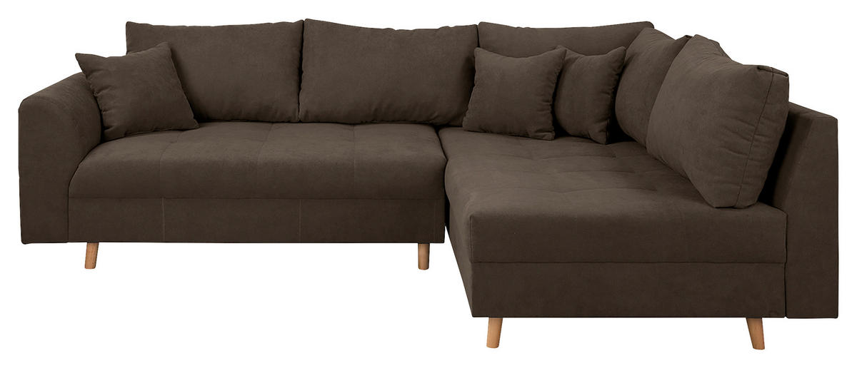 ECKSOFA inkl. Hocker Ariella Braun Mikrofaser  - Naturfarben/Braun, Design, Holz/Textil (161/231cm) - Livetastic