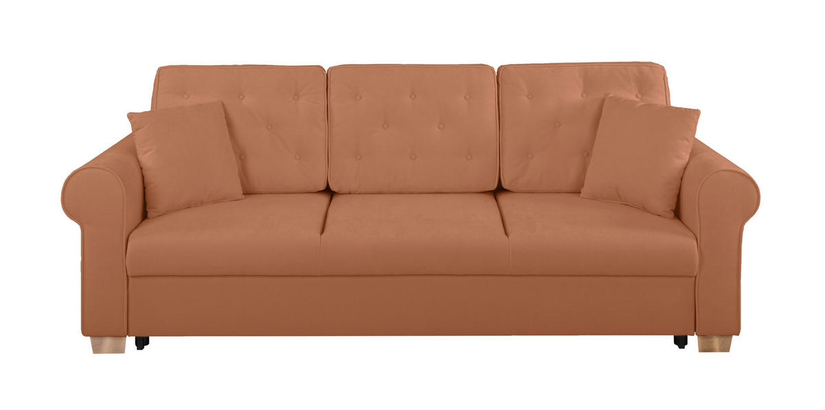 SCHLAFSOFA in Chenille Rostfarben  - Rostfarben/Buchefarben, Design, Holz/Textil (240/94/98cm) - MID.YOU