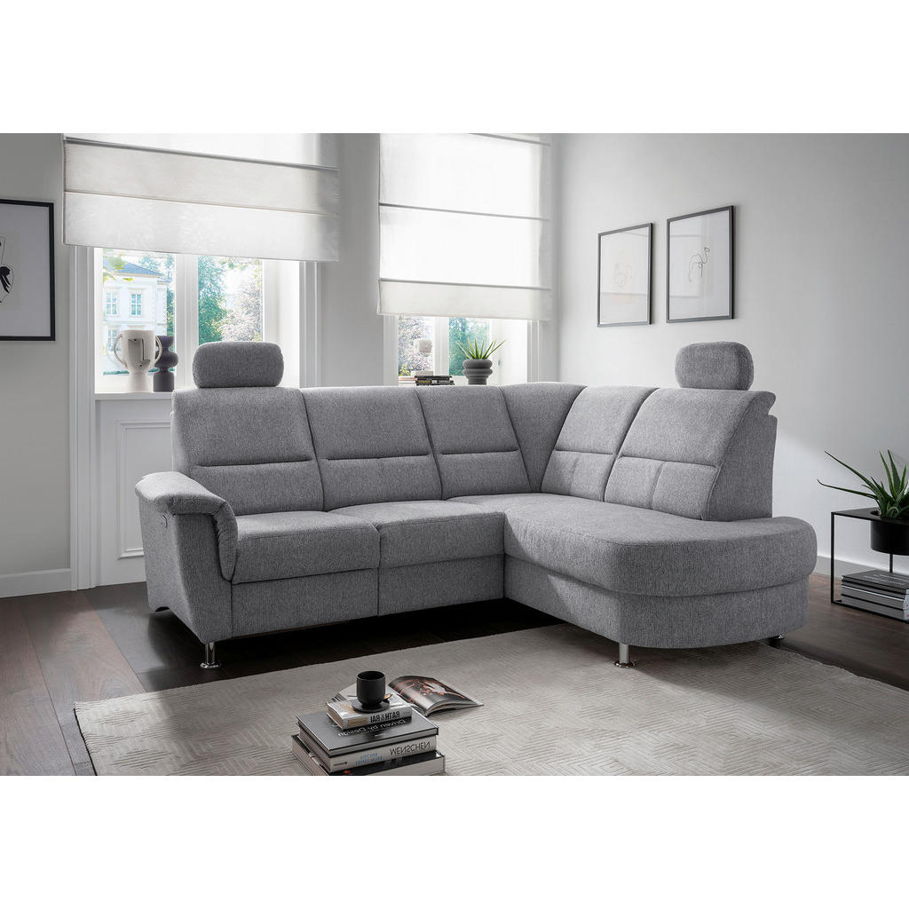 Thumbnail - Livetastic Ecksofa, Silber, Textil, Uni, 4-Sitzer, L-Form, 231x184 cm, Rücken echt, USB-Anschluss, Relaxfunktion, Herz-W...