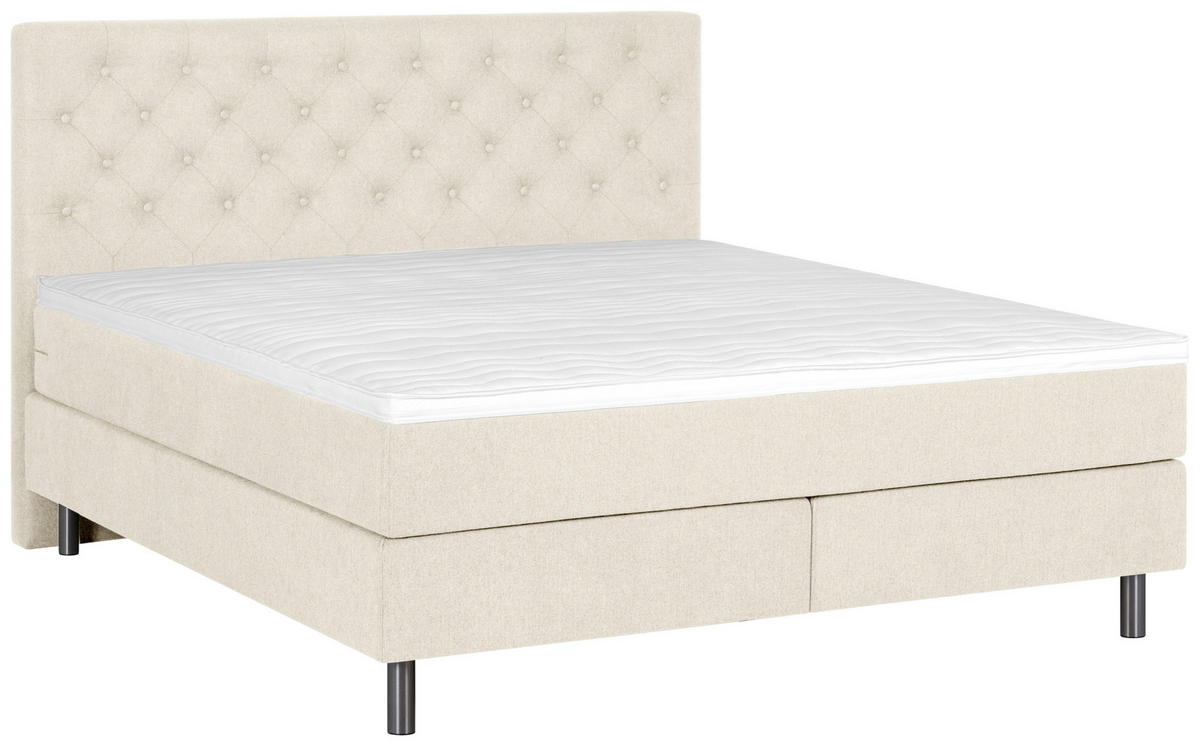 BOXSPRINGBETT 180/200 cm  in Perlmutt  - Silberfarben/Perlmutt, Konventionell, Textil/Metall (180/200cm) - Welnova