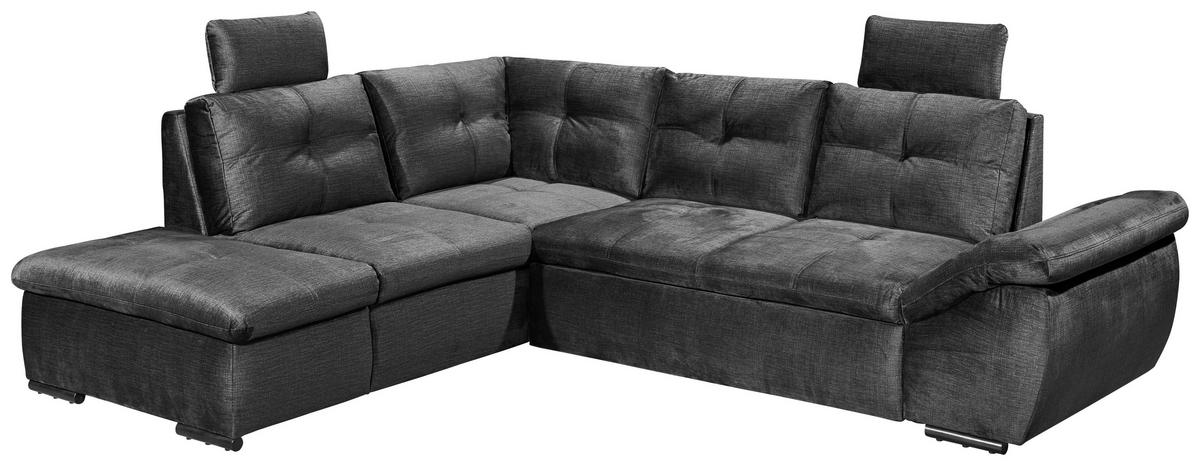ECKSOFA in Mikrovelours Schwarz  - Schwarz, Konventionell, Kunststoff/Textil (217/265cm) - Carryhome