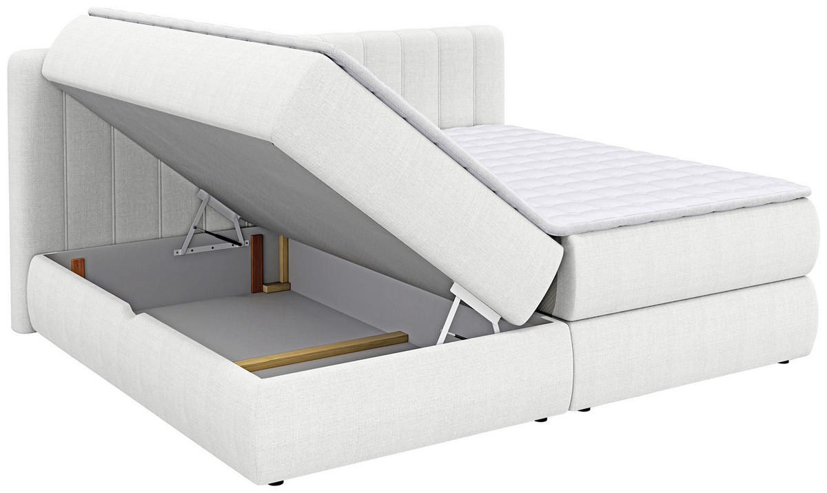 BOXSPRINGBETT 200/200 cm,  in Beige, gepolstertes Kopfteil, Bettkasten, Topper, Matratzen, H3 + H3 = fest  - Beige/Schwarz, Design, Kunststoff/Textil (200/200cm) - Chameo