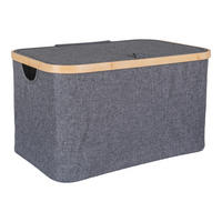 AUFBEWAHRUNGSBOX     - Dunkelgrau/Naturfarben, Basics, Holz/Textil (45/25/30cm)