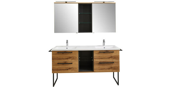 BADEZIMMER - Eichefarben/Anthrazit, Basics, Glas/Holz (155cm) - Dieter Knoll