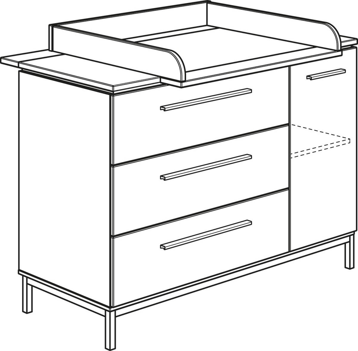 WICKELKOMMODE Eichefarben, Hellgrau  - Eichefarben/Hellgrau, Basics, Holz/Holzwerkstoff (135,3/95,9/55,6cm) - Paidi