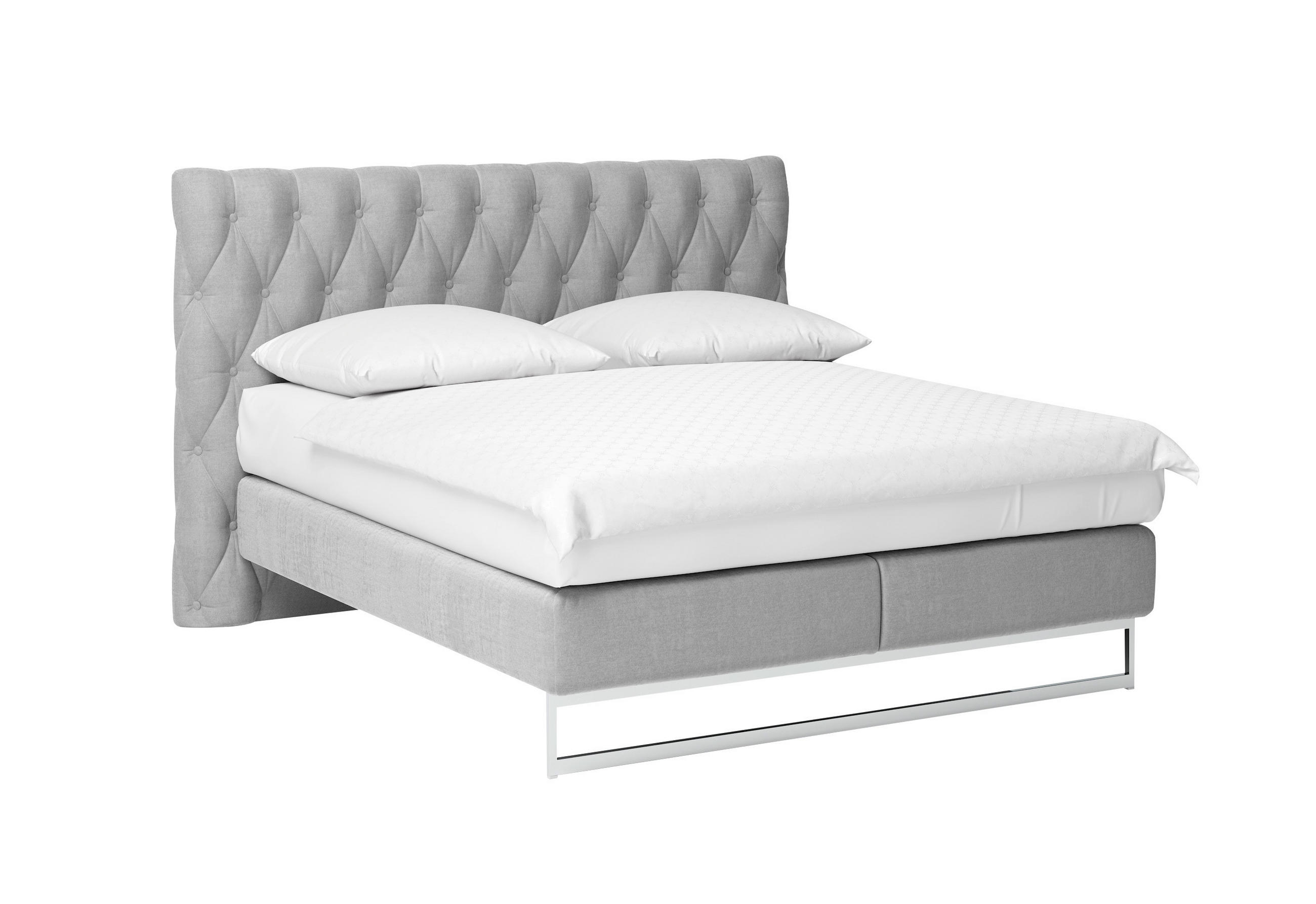 BOXSPRINGBETT 180/200 cm  in Hellgrau  - Chromfarben/Hellgrau, Design, Textil (180/200cm) - Joop!