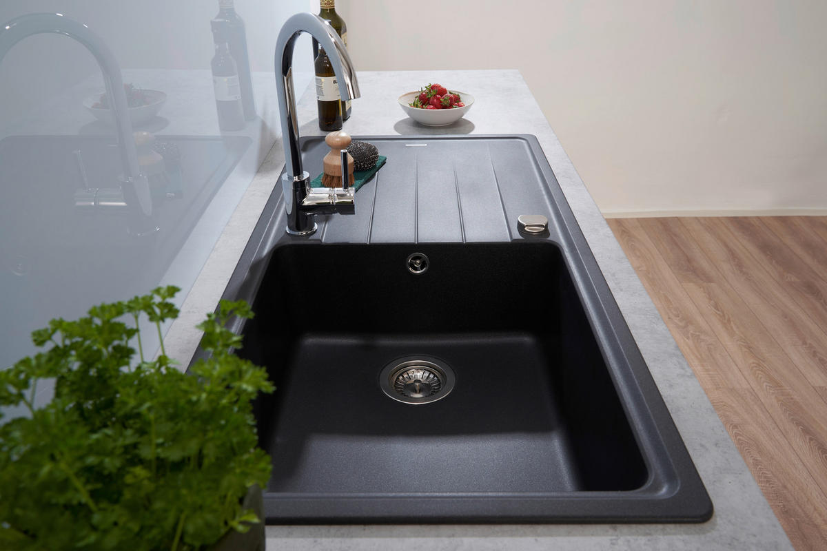 SPÜLE 1725COLUMBIA100X50S  - Schwarz, Trend, Stein (100/18,5/50cm) - Respekta