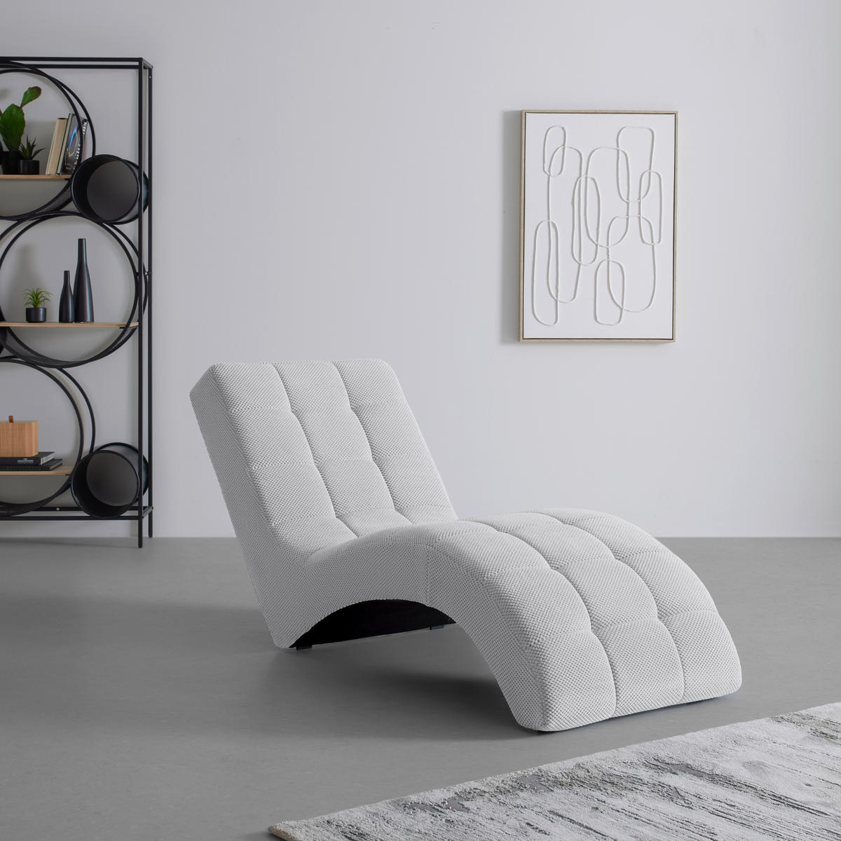 LIGGFÅTÖLJ i vävt tyg vit  - vit/svart, Modern, textil/plast (68/80/167cm) - MID.YOU