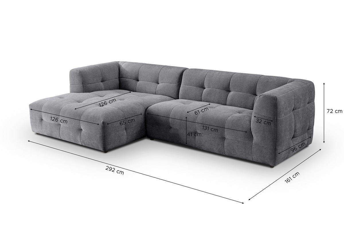 ECKSOFA TENSO Grau Flachgewebe  - Beige/Schwarz, Basics, Kunststoff/Textil (161/292cm) - MID.YOU