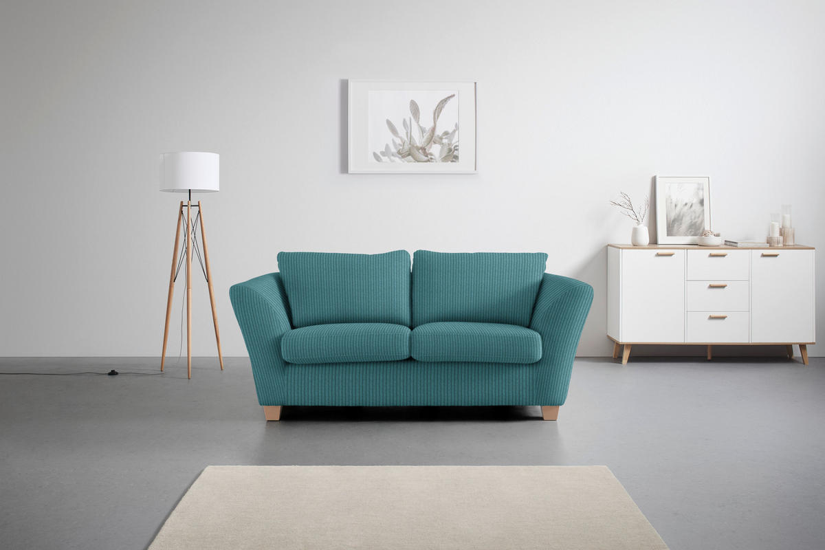 2-SITS SOFFA i textil petrol  - petrol/naturfärgad, trä/textil (190/70-85/95cm) - MID.YOU
