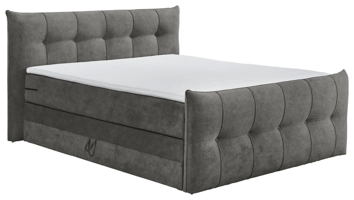 BOXSPRINGBETT 180/200 cm  in Anthrazit  - Anthrazit/Schwarz, Konventionell, Kunststoff/Textil (180/200cm) - Esposa