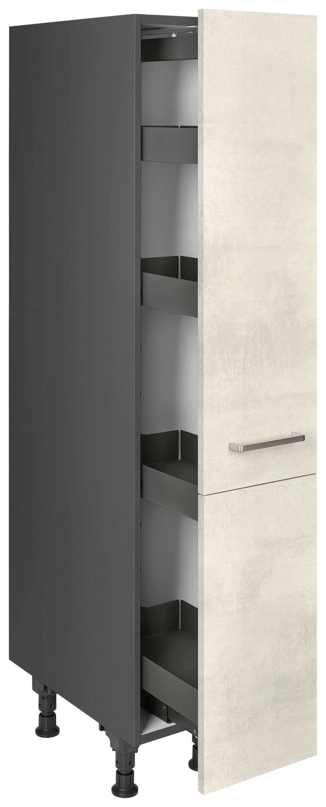 APOTHEKERSCHRANK 30/168/58 cm  in Weiß  - Schieferfarben/Edelstahlfarben, MODERN, Holzwerkstoff/Metall (30/168/58cm) - Nobilia