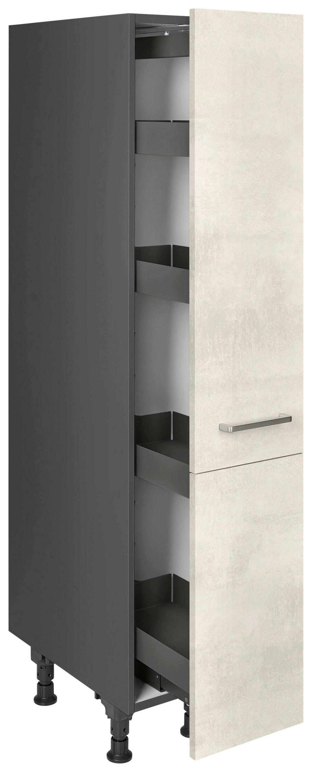 APOTHEKERSCHRANK 30/168/58 cm  in Weiß  - Schieferfarben/Edelstahlfarben, MODERN, Holzwerkstoff/Metall (30/168/58cm) - Nobilia