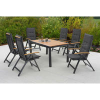 GARTENTISCHGRUPPE  - Graphitfarben/Naturfarben, KONVENTIONELL, Kunststoff/Textil - Gardenson