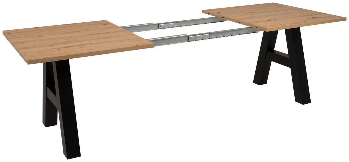 ESSTISCH Schwarz, Eiche Artisan rechteckig  ausziehbar  - Schwarz/Eiche Artisan, Design, Holzwerkstoff (157/90/75cm) - MID.YOU