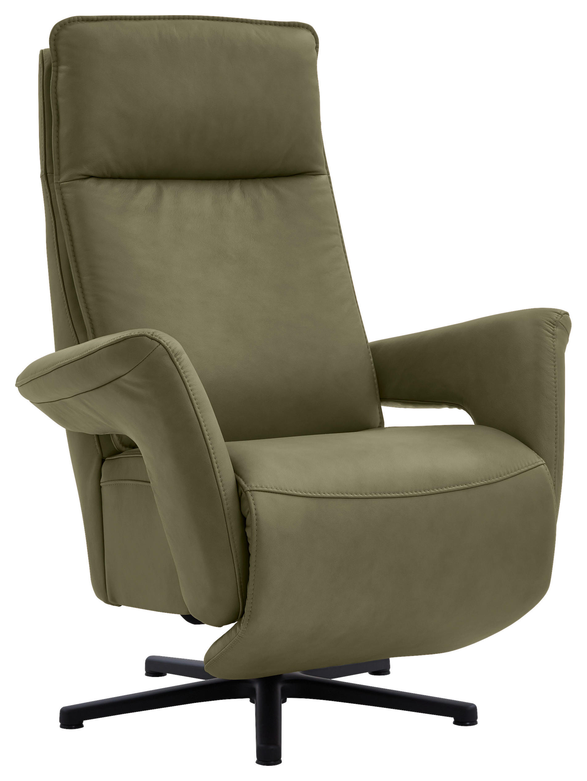 RELAXSESSEL in Leder Grün  - Schwarz/Grün, Design, Leder/Metall (83/112/87-174cm) - Valdera