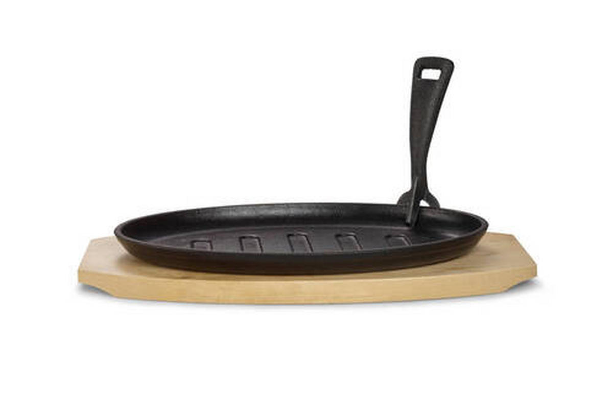 SERVIERPFANNE Emaille  - Schwarz/Braun, Basics, Holz/Metall (28/2/18cm) - Echtwerk