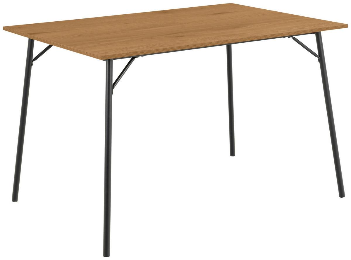 ESSTISCH in Metall, Holzwerkstoff   - Eichefarben/Schwarz, Design, Holzwerkstoff/Metall (120/75/80cm) - MID.YOU