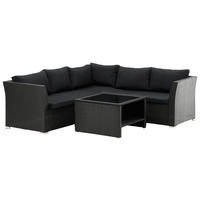 LOUNGEGARNITUR  - Schwarz, KONVENTIONELL, Kunststoff - Gardenson