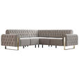 ECKSOFA  in Velours Beige  264/264 cm  - Beige/Goldfarben, KONVENTIONELL, Textil/Metall (264/264cm) - Carryhome