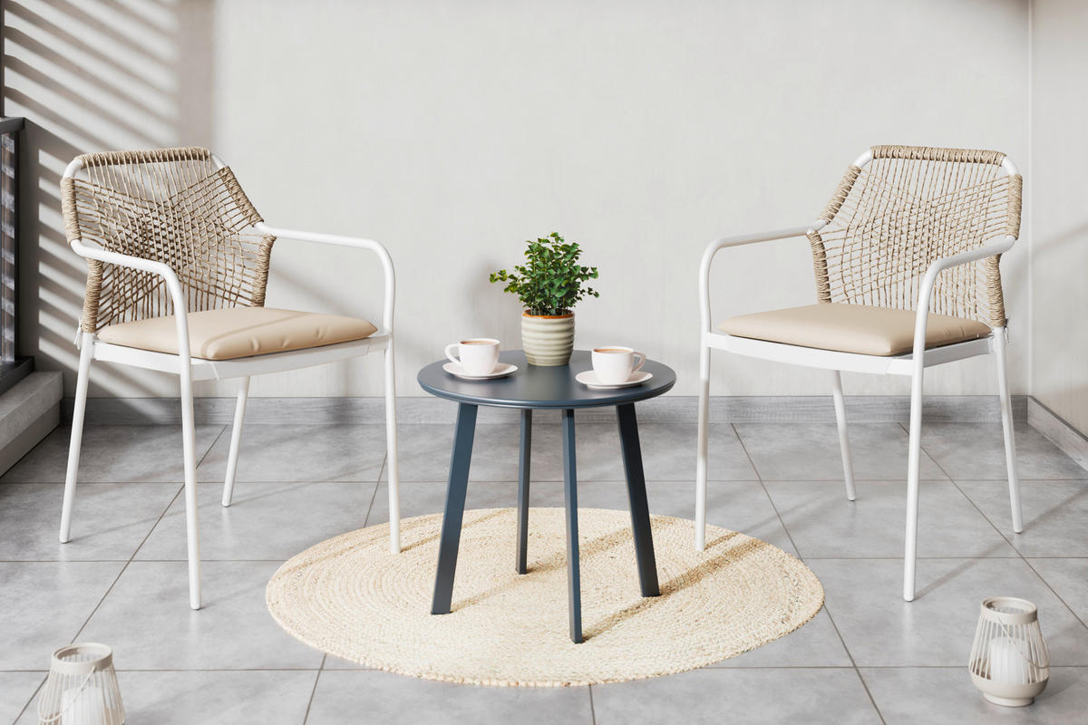 GARTENSTUHL Eisen Grau, Weiß  - Weiß/Grau, MODERN, Kunststoff/Textil (54.5/84/64cm) - Ambia Garden