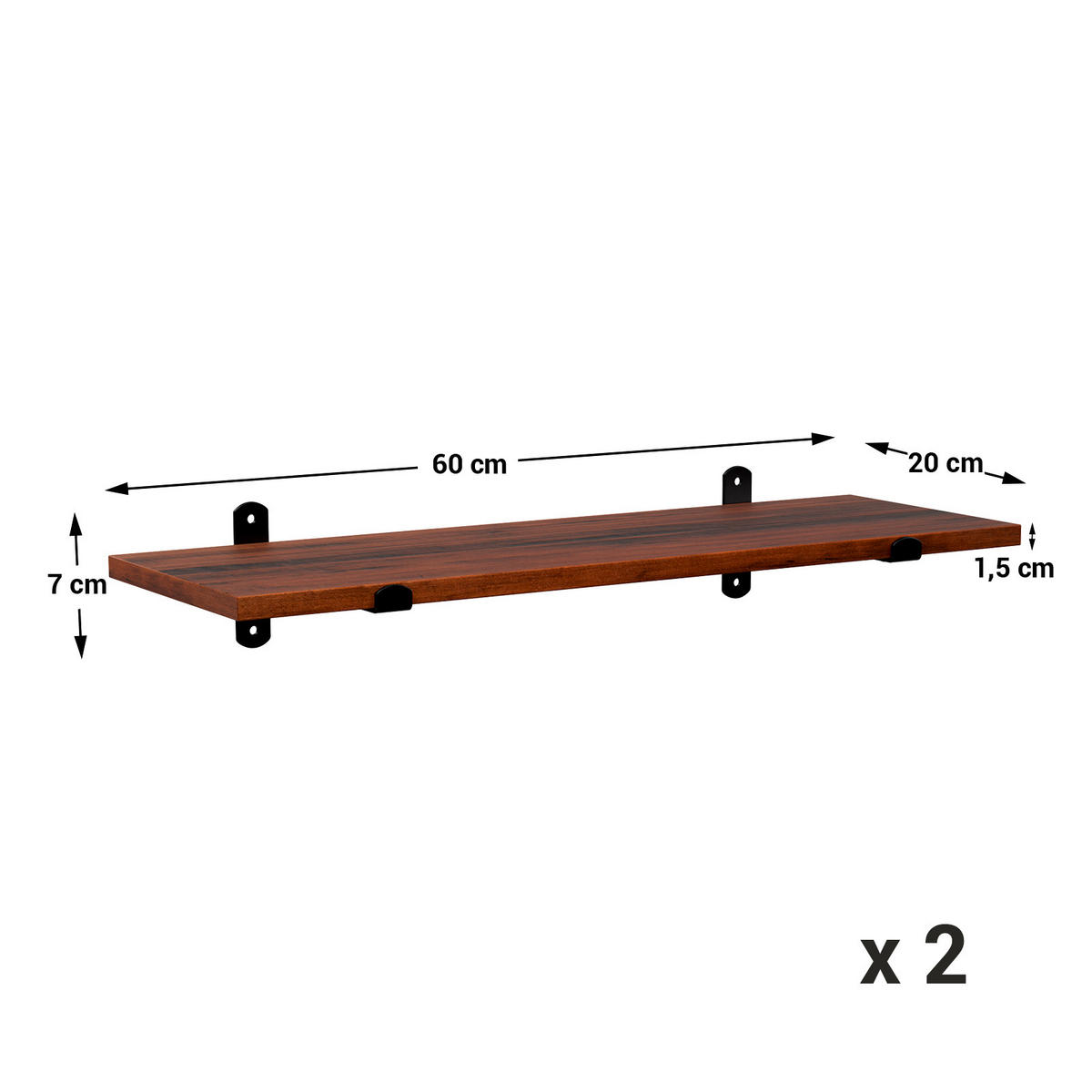 WANDBOARDSET in 60/7/20 cm Braun, Schwarz  - Schwarz/Braun, Trend, Holzwerkstoff/Metall (60/7/20cm) - Boxxx