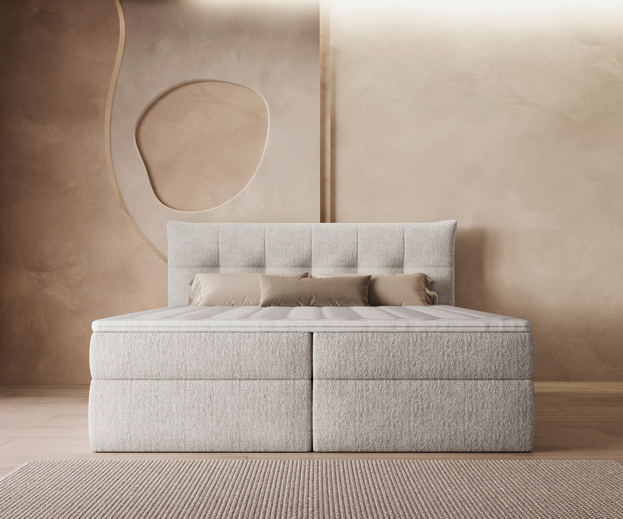 Thumbnail - Boxxx Boxbett, Weiß, Textil, Kiefer, massiv, H3, Höhe ca. 20 cm, 180x200 cm, Bettkasten, Matratze, gepolstertes Kopfteil...