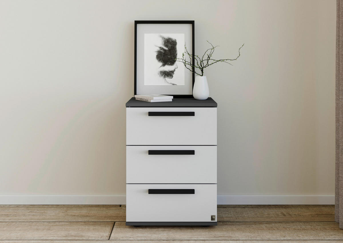 NACHTSCHRANK 46/48,6/46 cm furniert  - Dunkelgrau/Anthrazit, Design, Holzwerkstoff/Metall (46/48,6/46cm) - Musterring