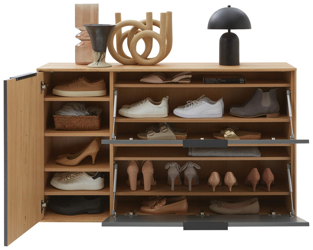 HÄNGESCHUHSCHRANK Eiche, Asteiche furniert, teilmassiv Grau, Eichefarben, Eiche Bianco  - Eiche Bianco/Eichefarben, Design, Holz/Holzwerkstoff (140/83/31cm) - Dieter Knoll