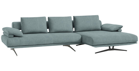 ECKSOFA  in Chenille Blau  334/168 cm  - Blau/Schwarz, Design, Textil/Metall (334/168cm) - Dieter Knoll