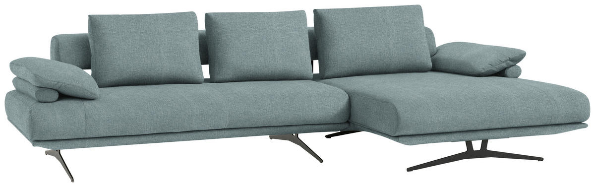 ECKSOFA in Chenille Blau  - Blau/Schwarz, Design, Textil/Metall (334/168cm) - Dieter Knoll