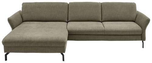 ECKSOFA in Velours Olivgrün  - Schwarz/Olivgrün, Design, Textil/Metall (179/306cm) - Beldomo System