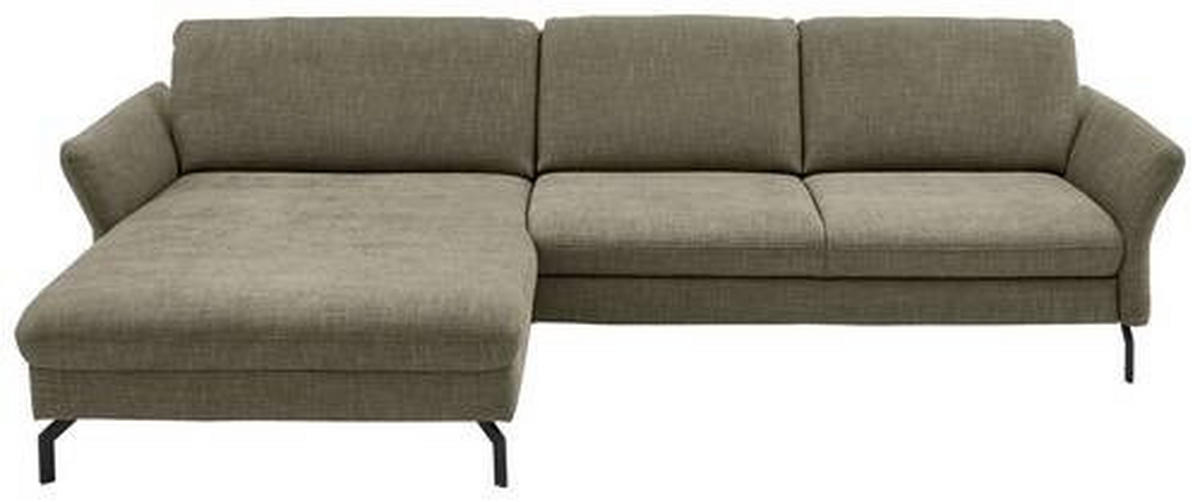 ECKSOFA in Velours Olivgrün  - Schwarz/Olivgrün, Design, Textil/Metall (179/306cm) - Beldomo System