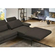 ECKSOFA in Echtleder Graubraun  310/180 cm  - Graubraun/Schwarz, Design, Leder/Metall (310/180cm) - Dieter Knoll
