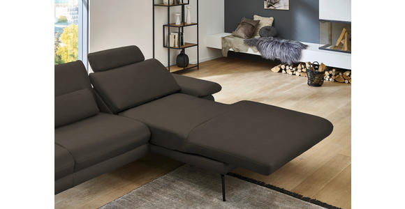 ECKSOFA in Echtleder Graubraun 310/180 cm - Graubraun/Schwarz, Design, Leder/Metall (310/180cm) - Dieter Knoll