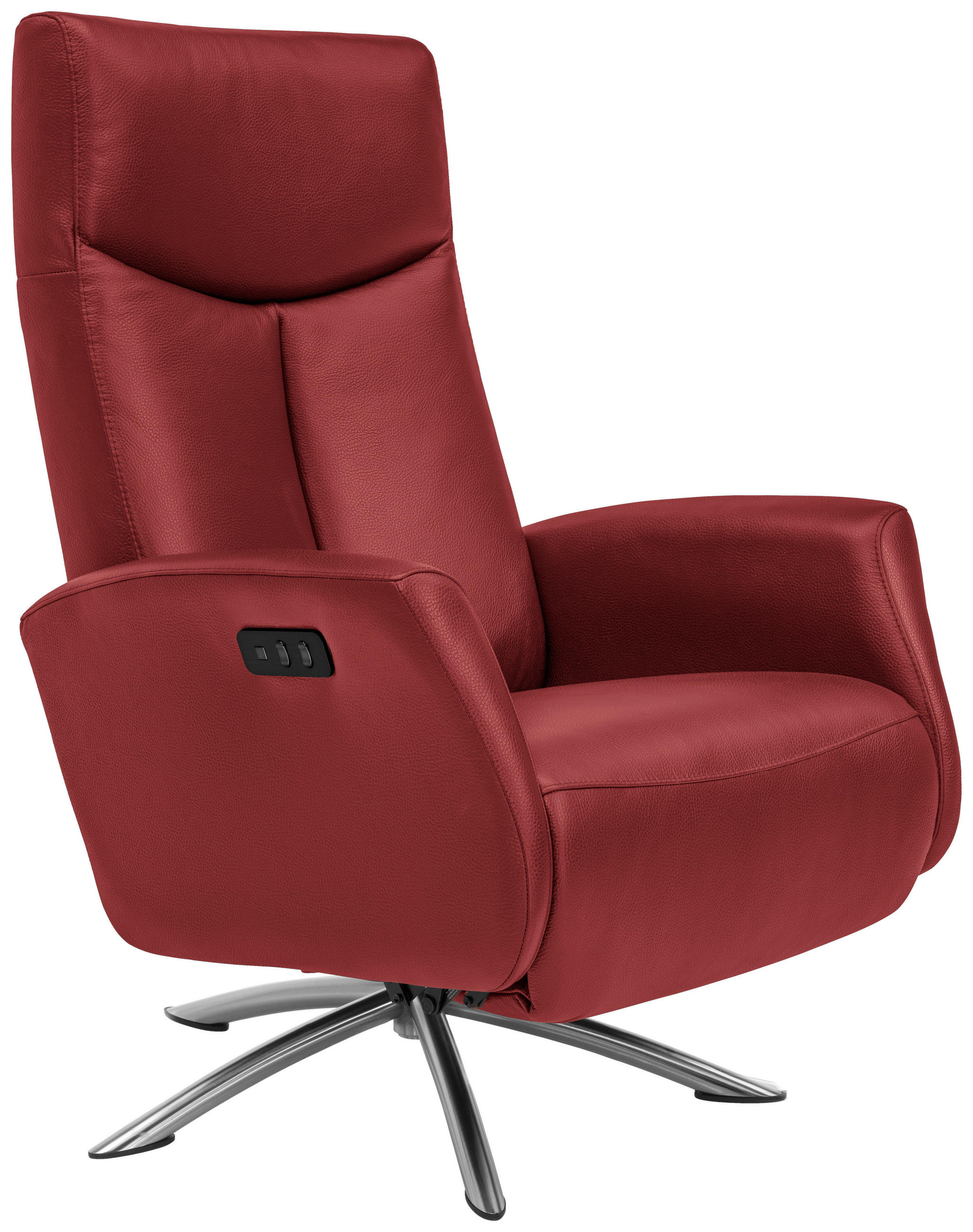 RELAXSESSEL in Leder Rot  - Silberfarben/Rot, Design, Leder/Metall (73/105/82cm) - Welnova