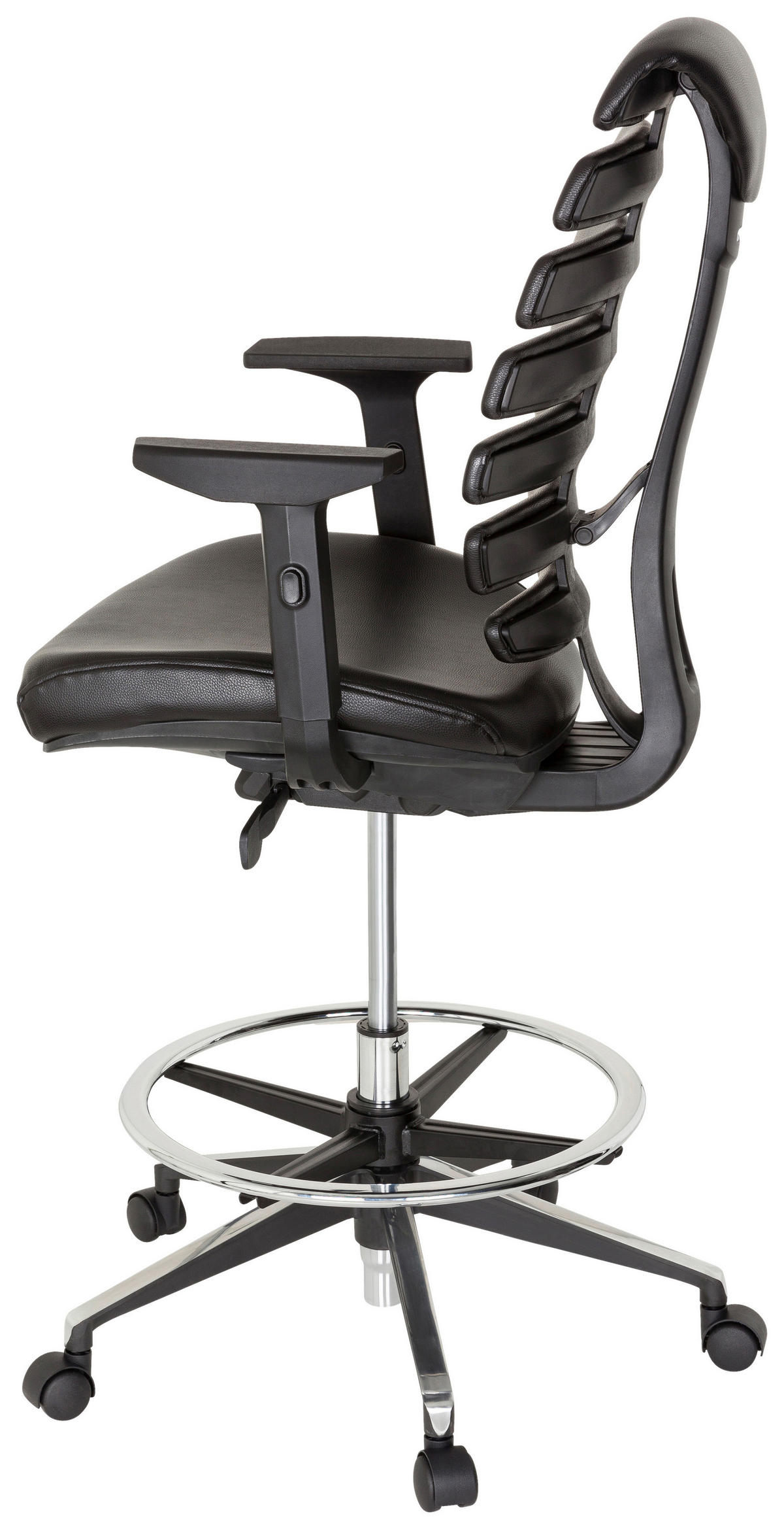 DREHSTUHL Schwarz  - Alufarben/Schwarz, MODERN, Leder/Kunststoff (62/131/65cm) - MID.YOU