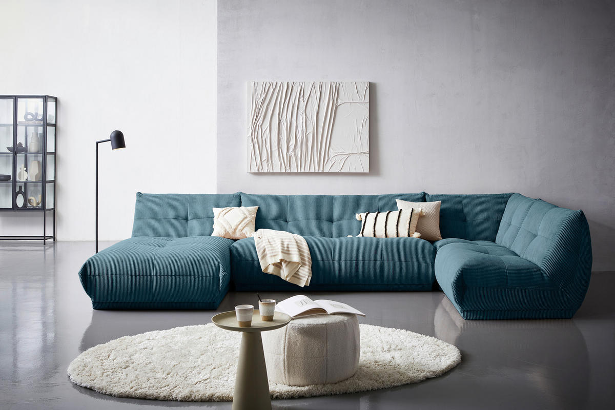 SOFFA i manchester petrol  - petrol, Trend, textil (185/390/210cm) - Livetastic